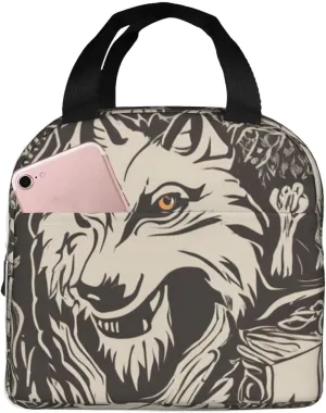 wolf motifs food01 print Lunch Bag, Food Handbags Case, Leakproof Insulated, for Work/Picnic/Beach/Travel