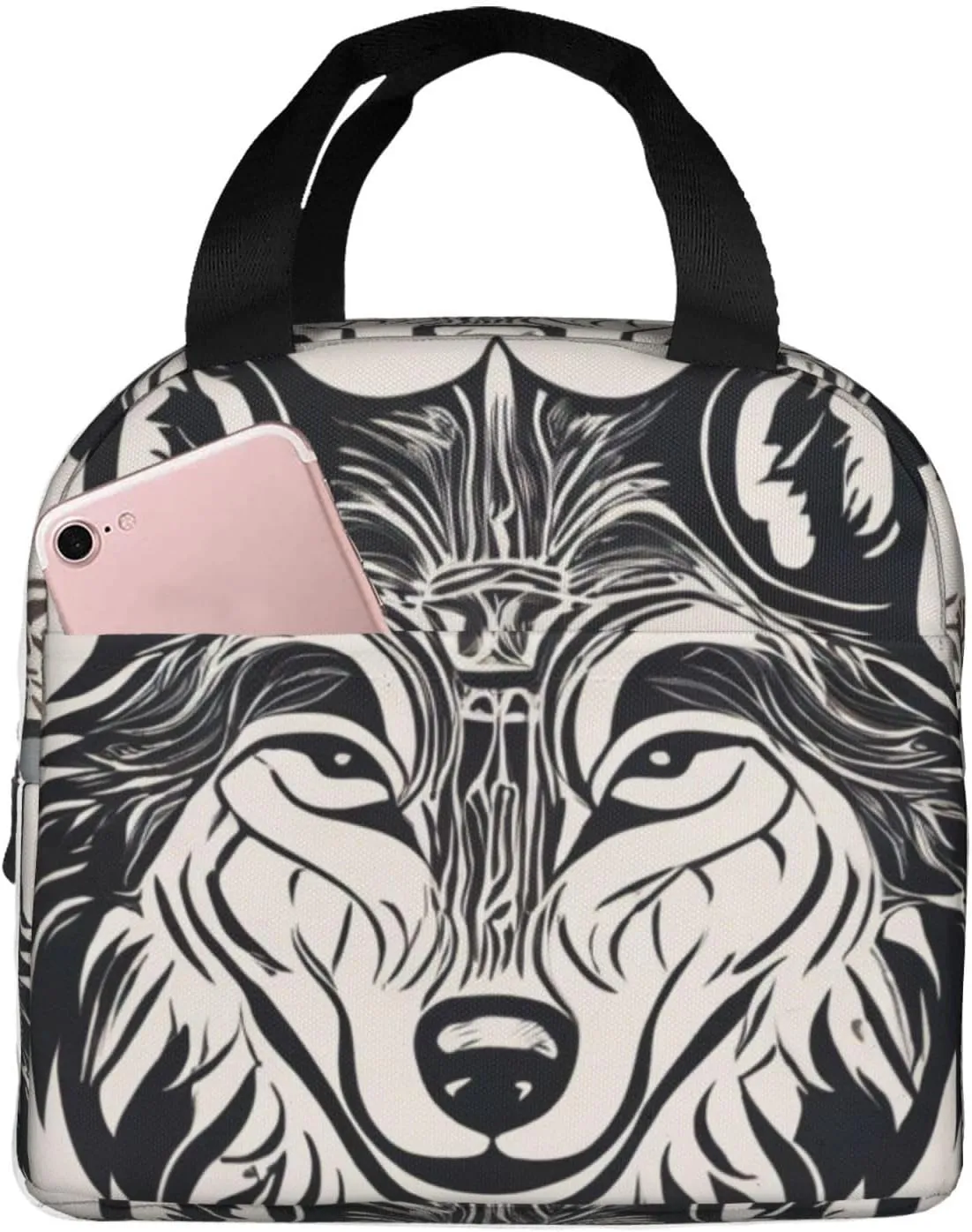 wolf motifs food04 print Lunch Bag, Food Handbags Case, Leakproof Insulated, for Work/Picnic/Beach/Travel