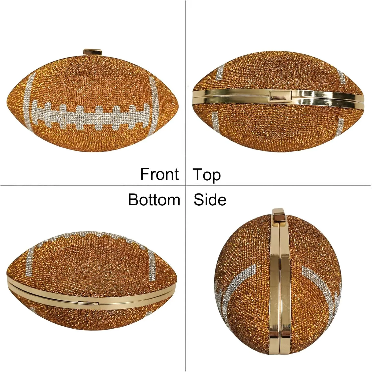 Women Football Shaped Crossbody Shoulder Bag Rugby Clutch Handbag Unique Novelty Football Purse