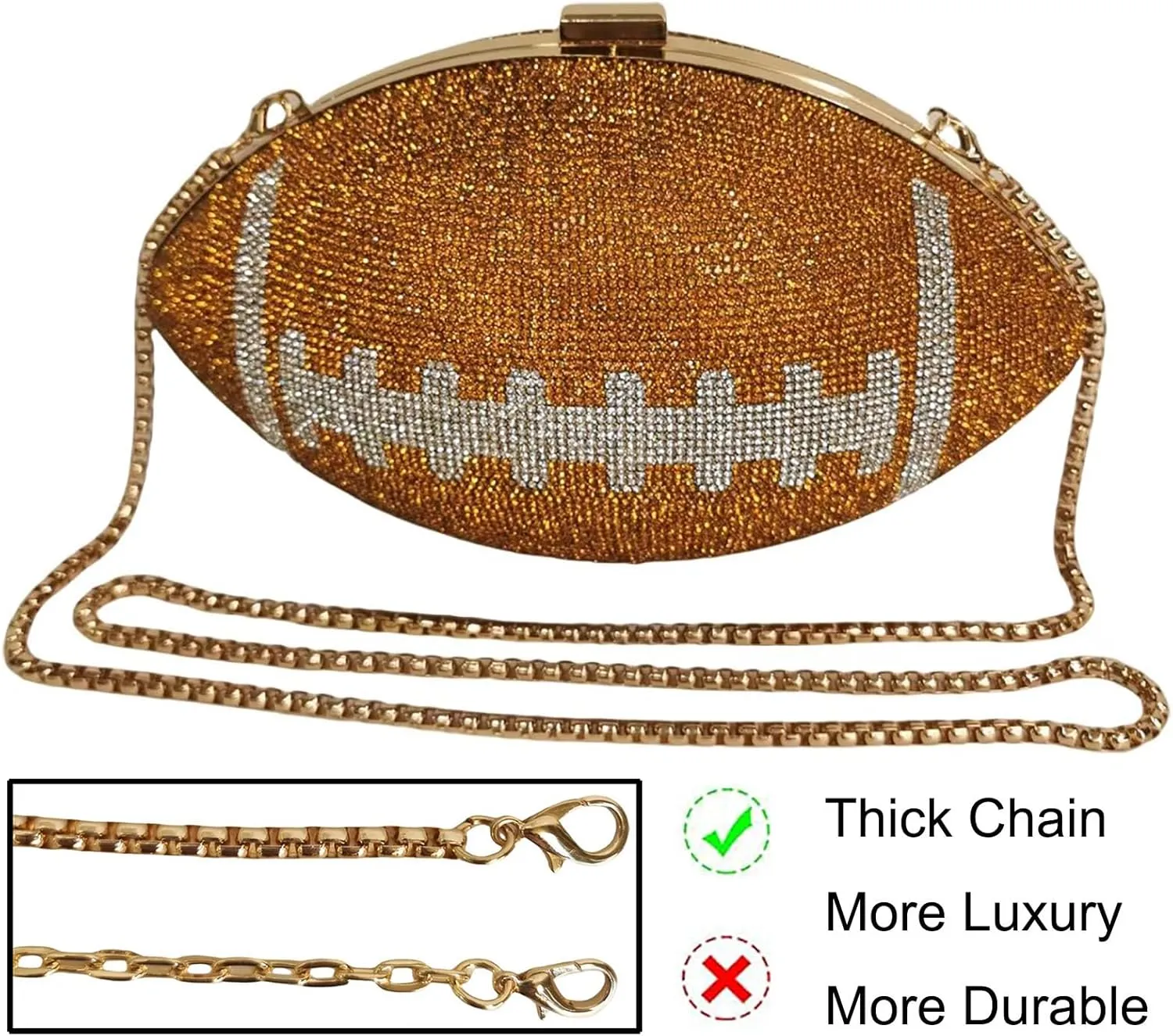 Women Football Shaped Crossbody Shoulder Bag Rugby Clutch Handbag Unique Novelty Football Purse