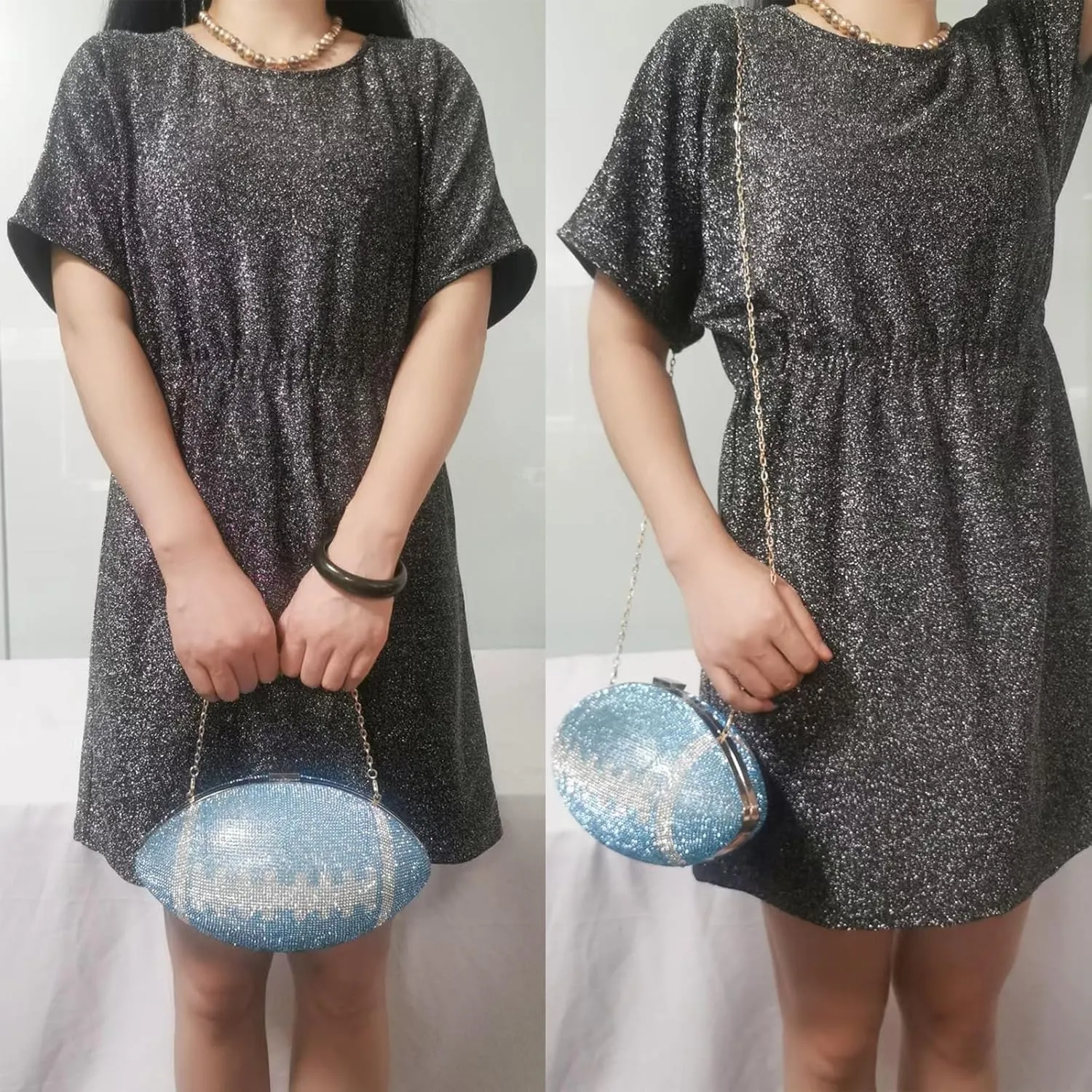 Women Football Shaped Crossbody Shoulder Bag Rugby Clutch Handbag Unique Novelty Football Purse