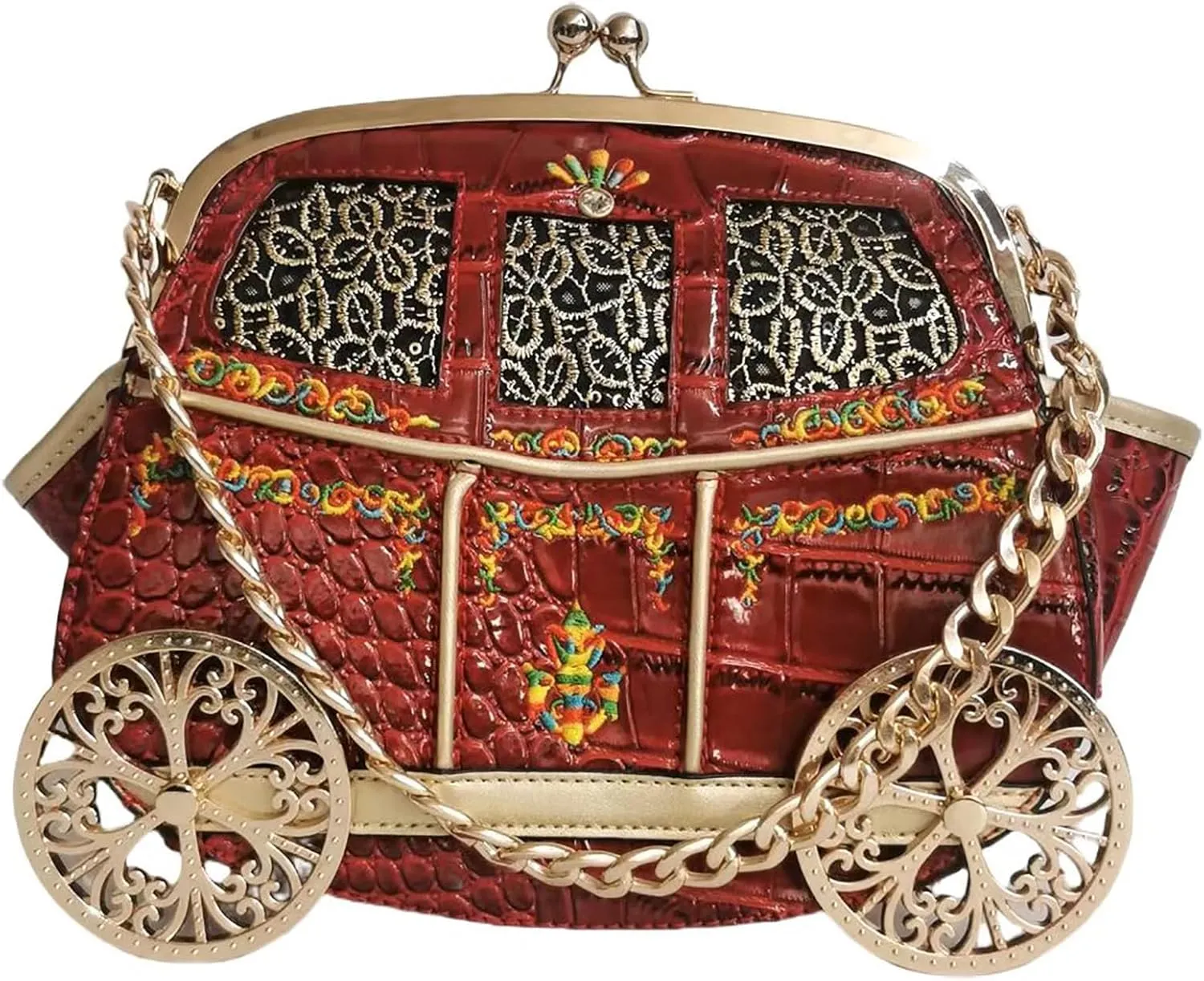 Women Fun Weird Car Shaped Crossbody Shoulder Bag Handbag PU Leather Unique Novelty Car Shaped Purse