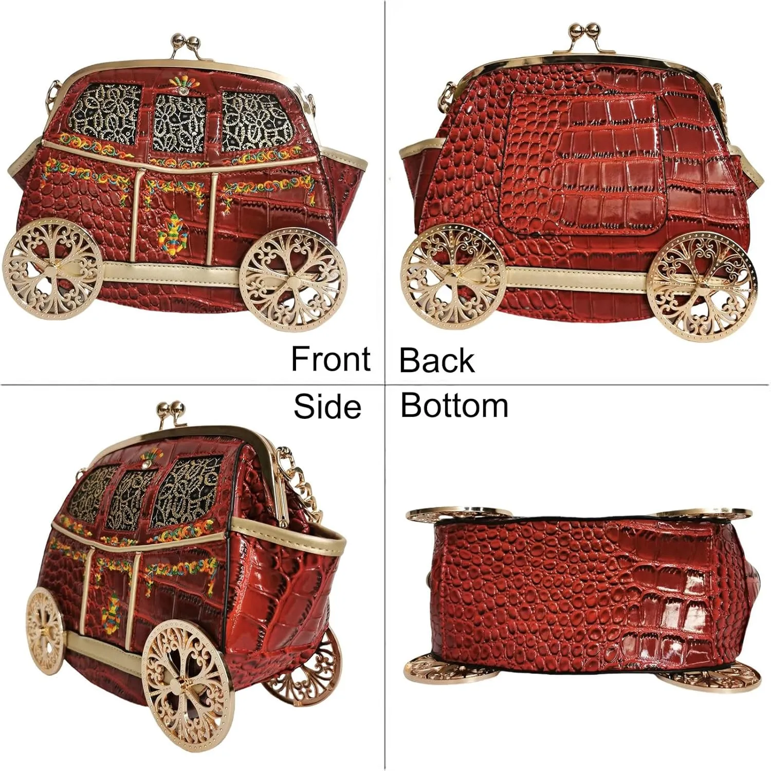 Women Fun Weird Car Shaped Crossbody Shoulder Bag Handbag PU Leather Unique Novelty Car Shaped Purse