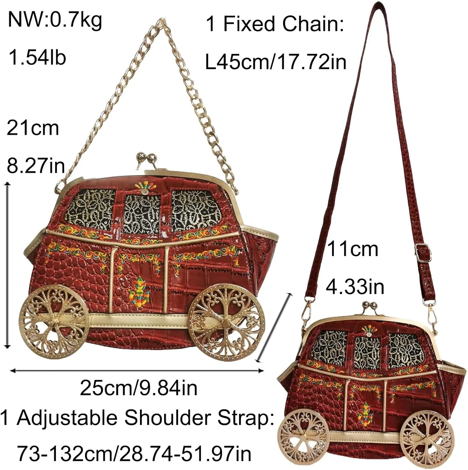 Women Fun Weird Car Shaped Crossbody Shoulder Bag Handbag PU Leather Unique Novelty Car Shaped Purse