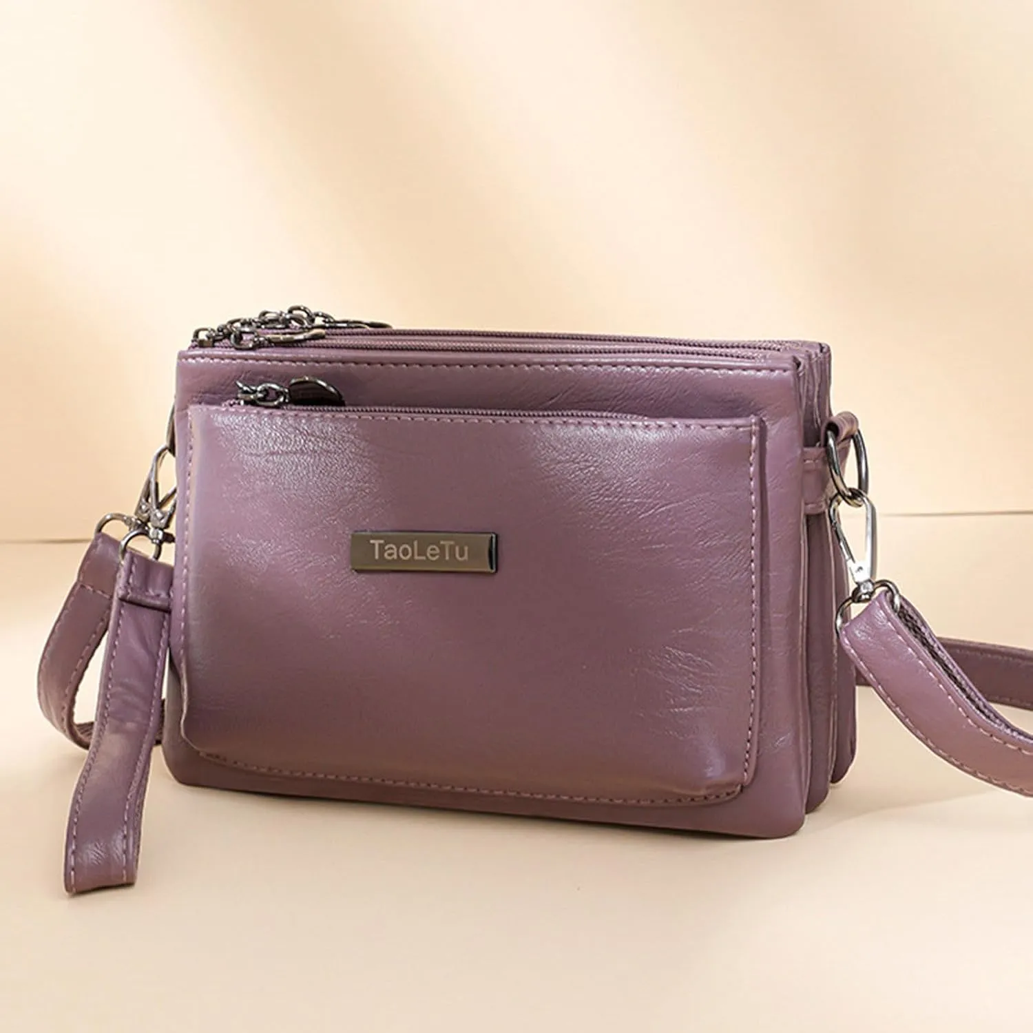 Women Shoulder Bags Fashion New Pattern Simple Layered Practical Handbag Messenger Bag Clear Shoulder (Purple, One Size)