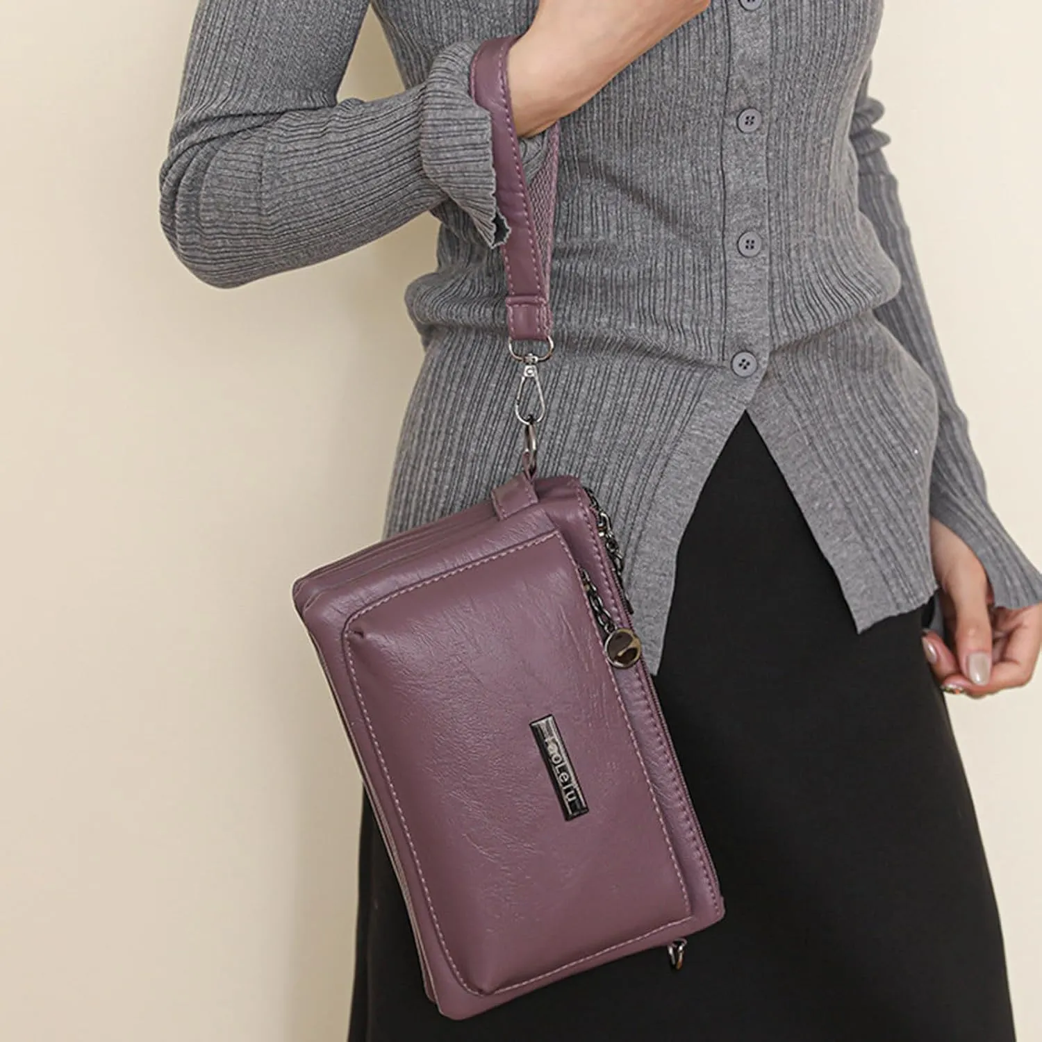 Women Shoulder Bags Fashion New Pattern Simple Layered Practical Handbag Messenger Bag Clear Shoulder (Purple, One Size)