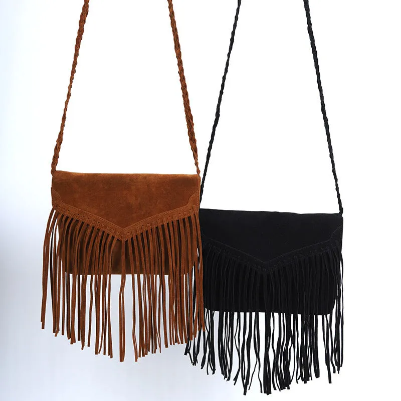 Women's Brushed Veet Trendy Tassel Fashionable Crossbody Bags