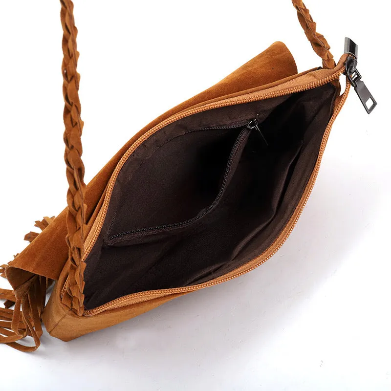 Women's Brushed Veet Trendy Tassel Fashionable Crossbody Bags