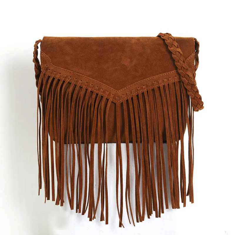 Women's Brushed Veet Trendy Tassel Fashionable Crossbody Bags