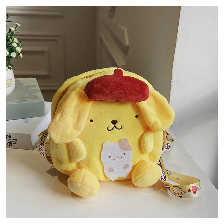 Women's Clow Cartoon Pom Purin Fresh Heart Crossbody Bags