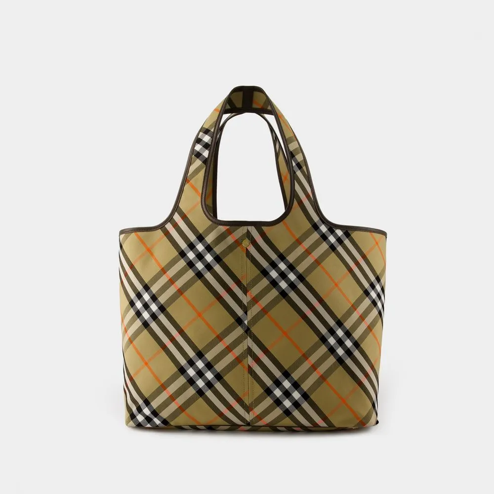 Women's Medium Checkered Tote Bag in Beige | 8093976