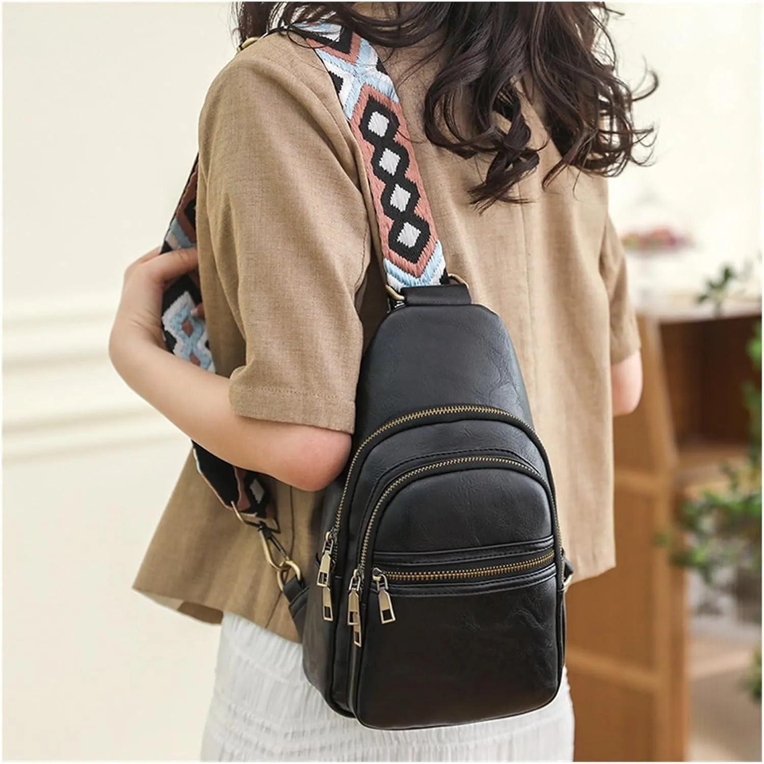 Women's Shoulder Crossbody Bag, Outdoor Chest Bag(Black)