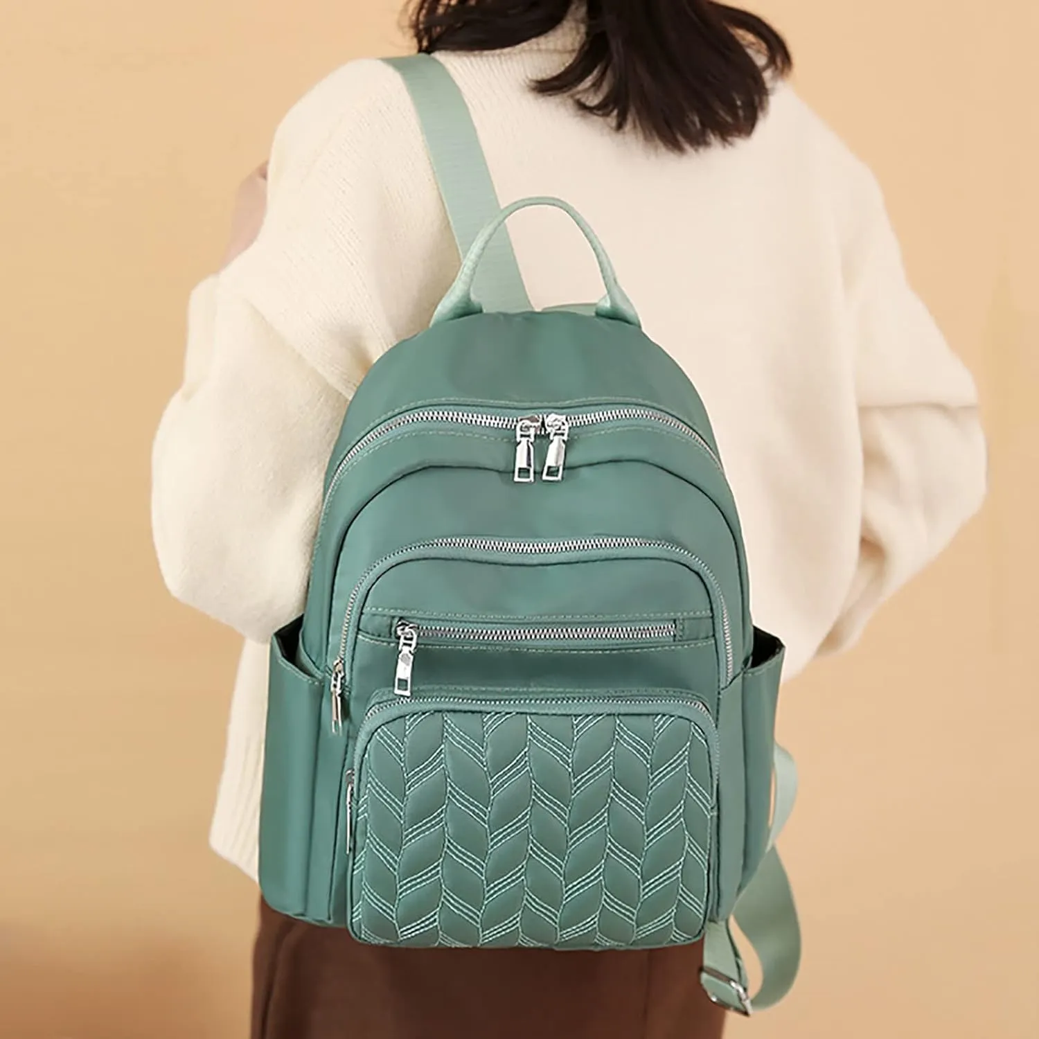 Women's Soft Leather Travel Backpack Soft Rucksack Ladies Shoulder Bags Medium Designer Backpack Purse for Women