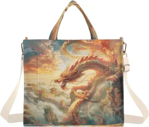 Women's Tote Handbags Tote Shoulder Bag Dragon Roar Big Capacity Handbag for College Work Travel Business,S