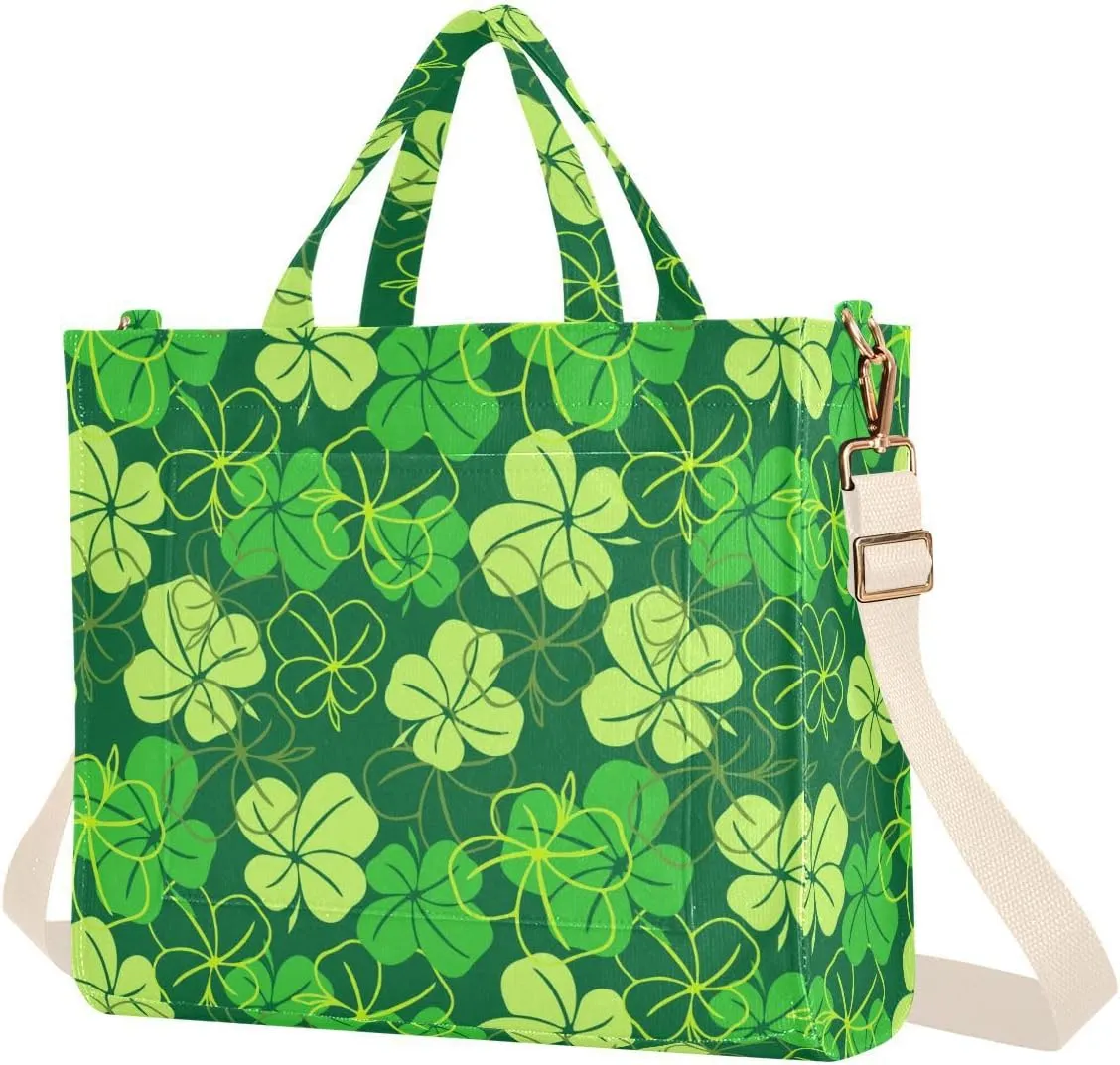 Women's Tote Handbags Tote Shoulder Bag Green Contours Big Capacity Handbag for College Work Travel Business,S