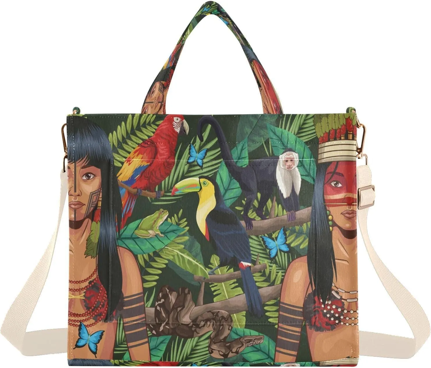 Women's Tote Handbags Tote Shoulder Bag Primitive Human Big Capacity Handbag for College Work Travel Business,S