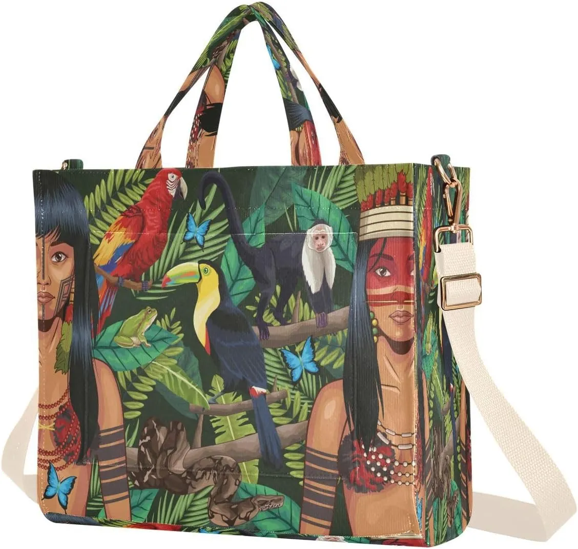 Women's Tote Handbags Tote Shoulder Bag Primitive Human Big Capacity Handbag for College Work Travel Business,S