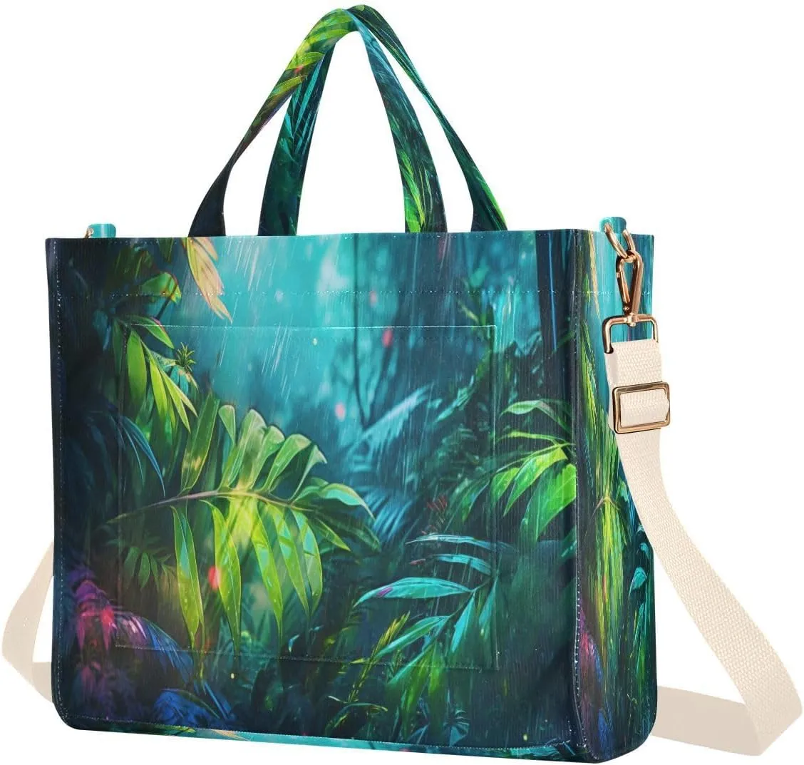 Women's Tote Handbags Tote Shoulder Bag Rain Forest Big Capacity Handbag for College Work Travel Business,S