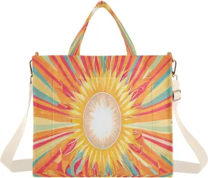 Women's Tote Handbags Tote Shoulder Bag Retro Sun Rays Big Capacity Handbag for College Work Travel Business,S