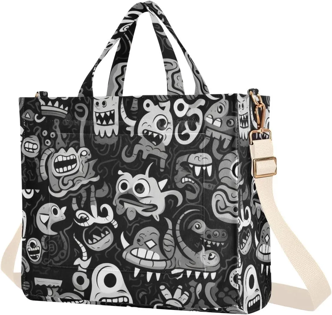 Women's Tote Handbags Tote Shoulder Bag Small Monster Big Capacity Handbag for College Work Travel Business,S