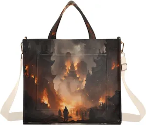 Women's Tote Handbags Tote Shoulder Bag Spectacular Volcano Big Capacity Handbag for College Work Travel Business,S