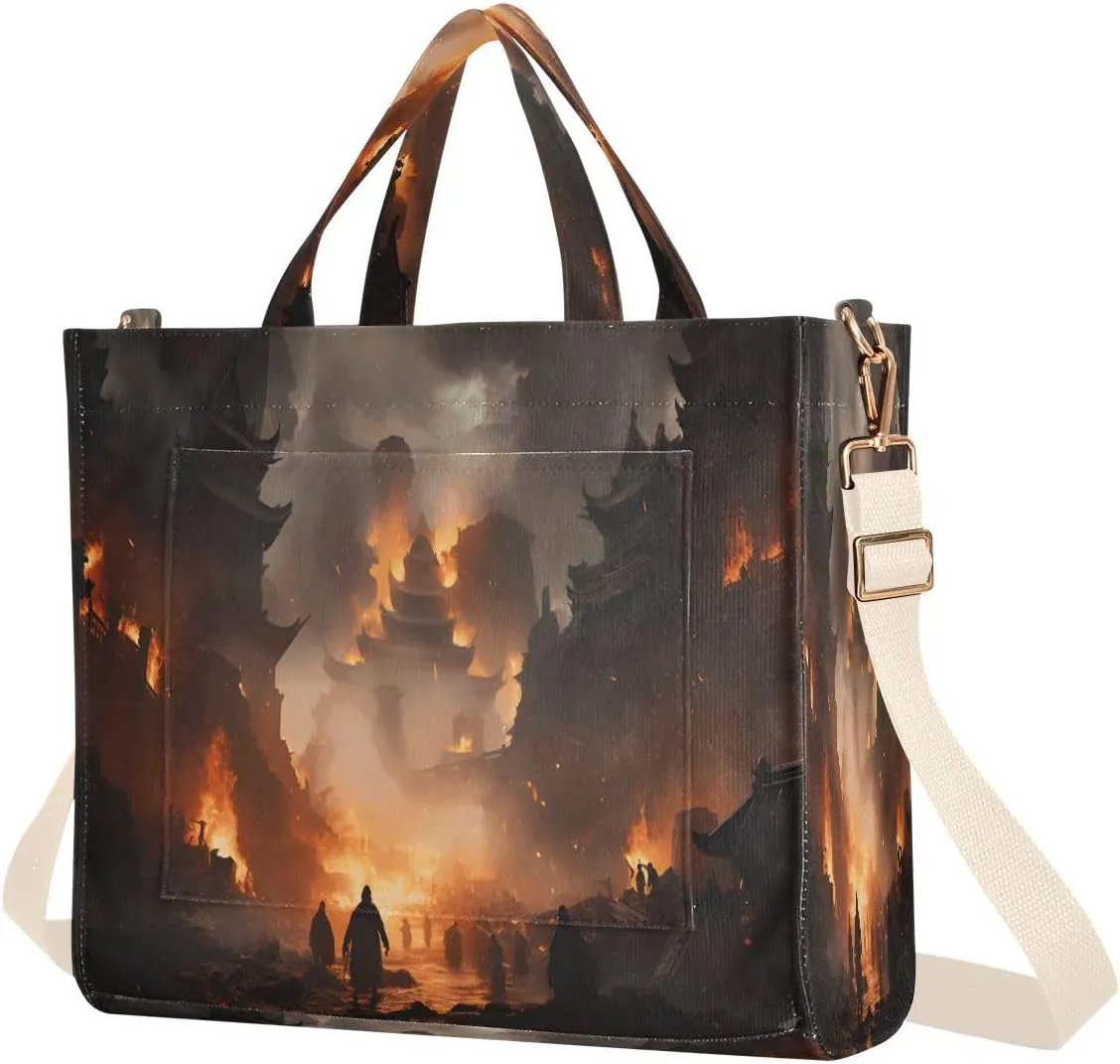 Women's Tote Handbags Tote Shoulder Bag Spectacular Volcano Big Capacity Handbag for College Work Travel Business,S
