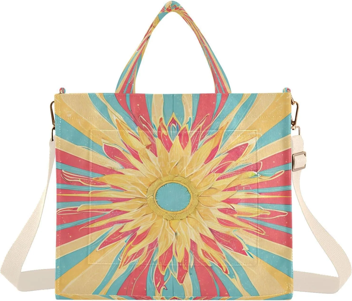 Women's Tote Handbags Tote Shoulder Bag Sun Rays Style Big Capacity Handbag for College Work Travel Business,S
