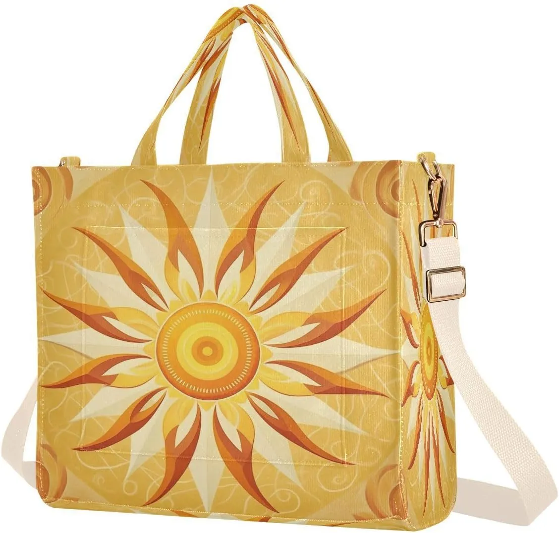 Women's Tote Handbags Tote Shoulder Bag Symbolic Sun Big Capacity Handbag for College Work Travel Business,S