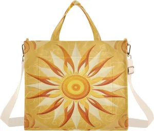 Women's Tote Handbags Tote Shoulder Bag Symbolic Sun Big Capacity Handbag for College Work Travel Business,S