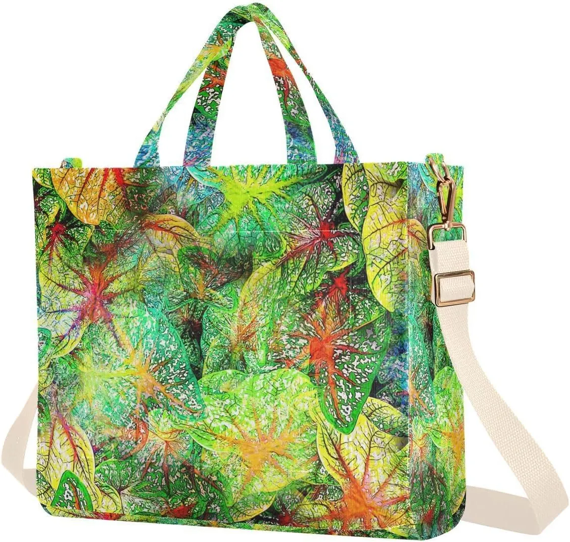 Women's Tote Handbags Tote Shoulder Bag Tropical Foliage Big Capacity Handbag for College Work Travel Business,S