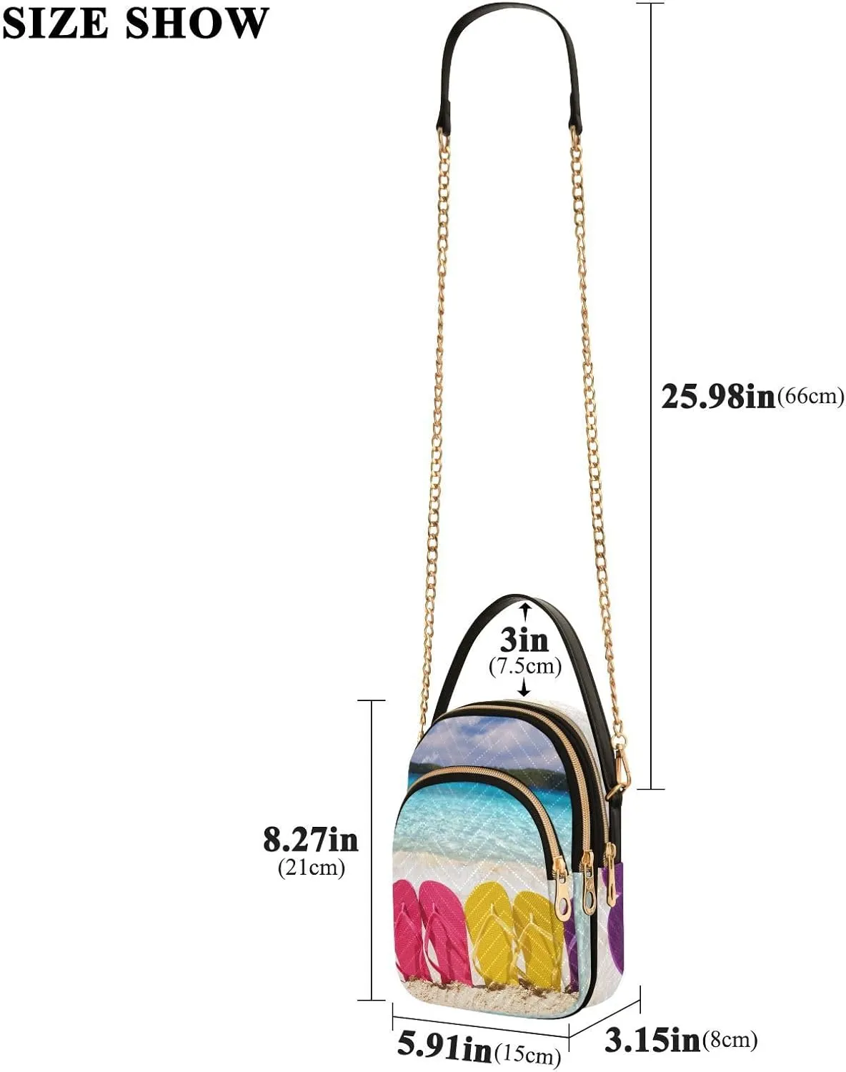Women's Wave Cross Body Chest Bag, 52 inch Gold Chain Shoulder Handbag Purse