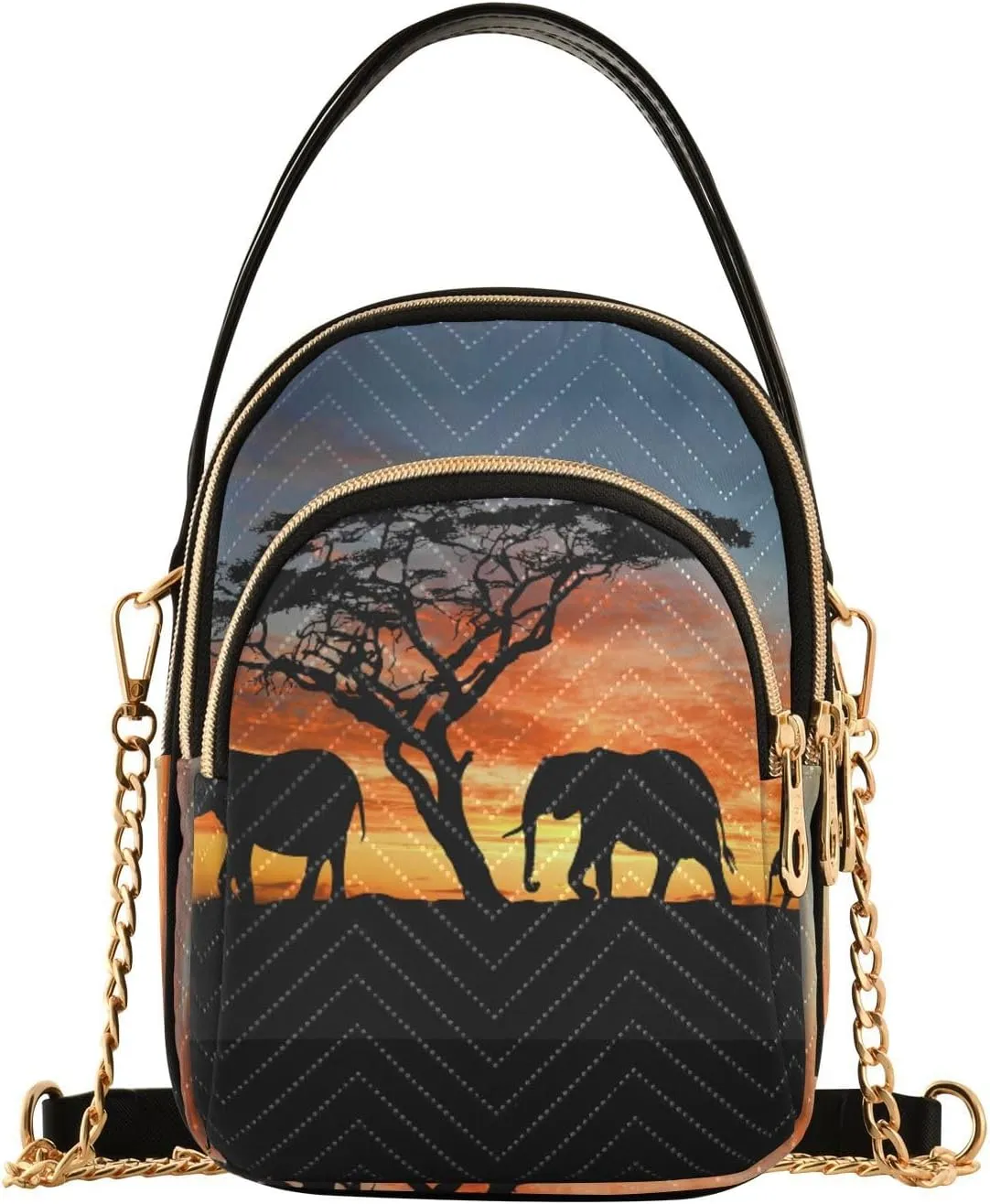 Women's Wave Cross Body Chest Bag, 52 inch Gold Chain Shoulder Handbag Purse