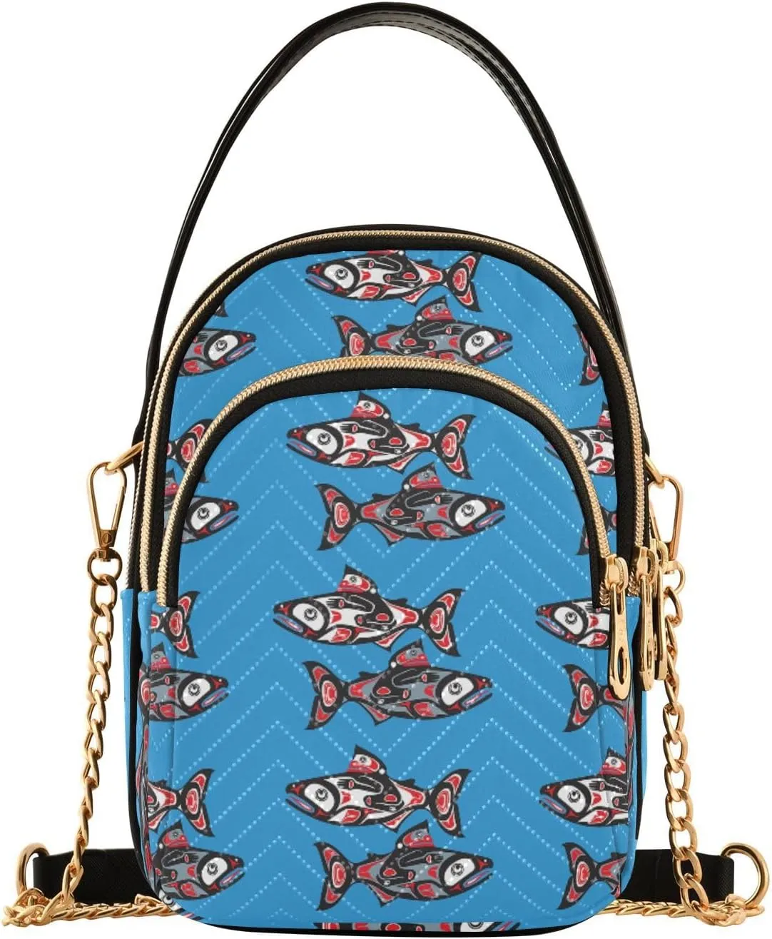 Women's Wave Cross Body Chest Bag, 52 inch Gold Chain Shoulder Handbag Purse