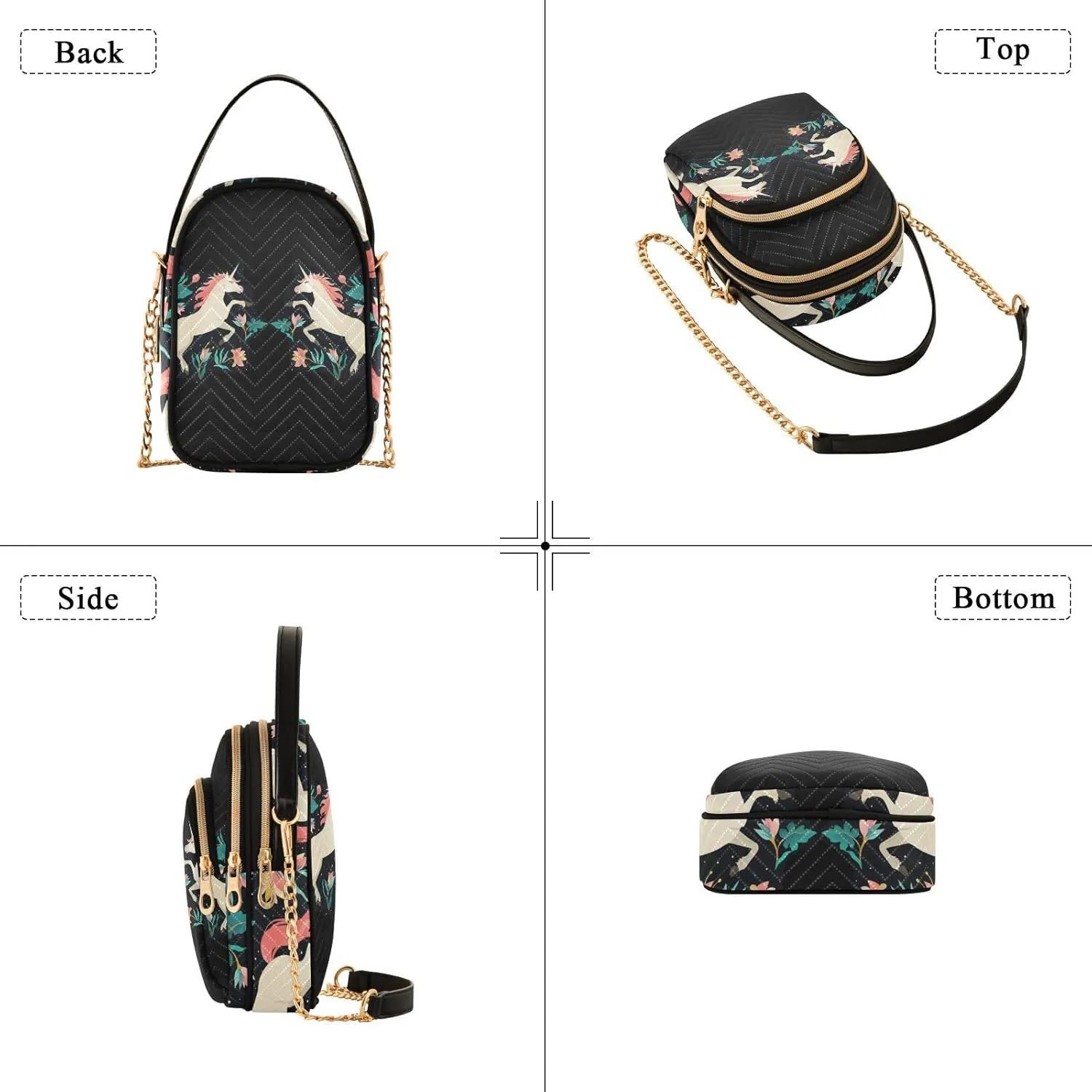 Women's Wave Cross Body Chest Bag, 52 inch Gold Chain Shoulder Handbag Purse