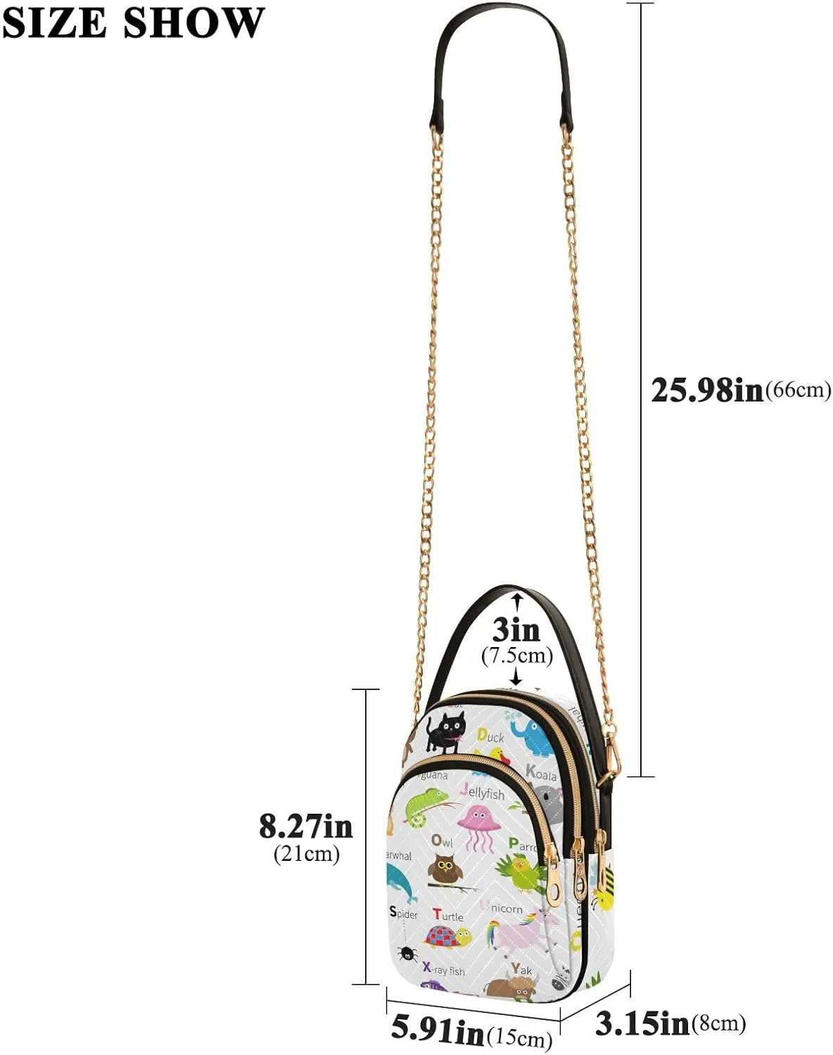 Women's Wave Cross Body Chest Bag, 52 inch Gold Chain Shoulder Handbag Purse