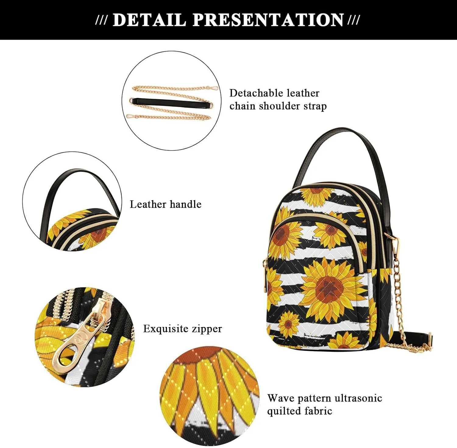 Women's Wave Cross Body Chest Bag, 52 inch Gold Chain Shoulder Handbag Purse