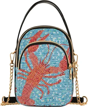 Women's Wave Cross Body Chest Bag, 52 inch Gold Chain Shoulder Handbag Purse
