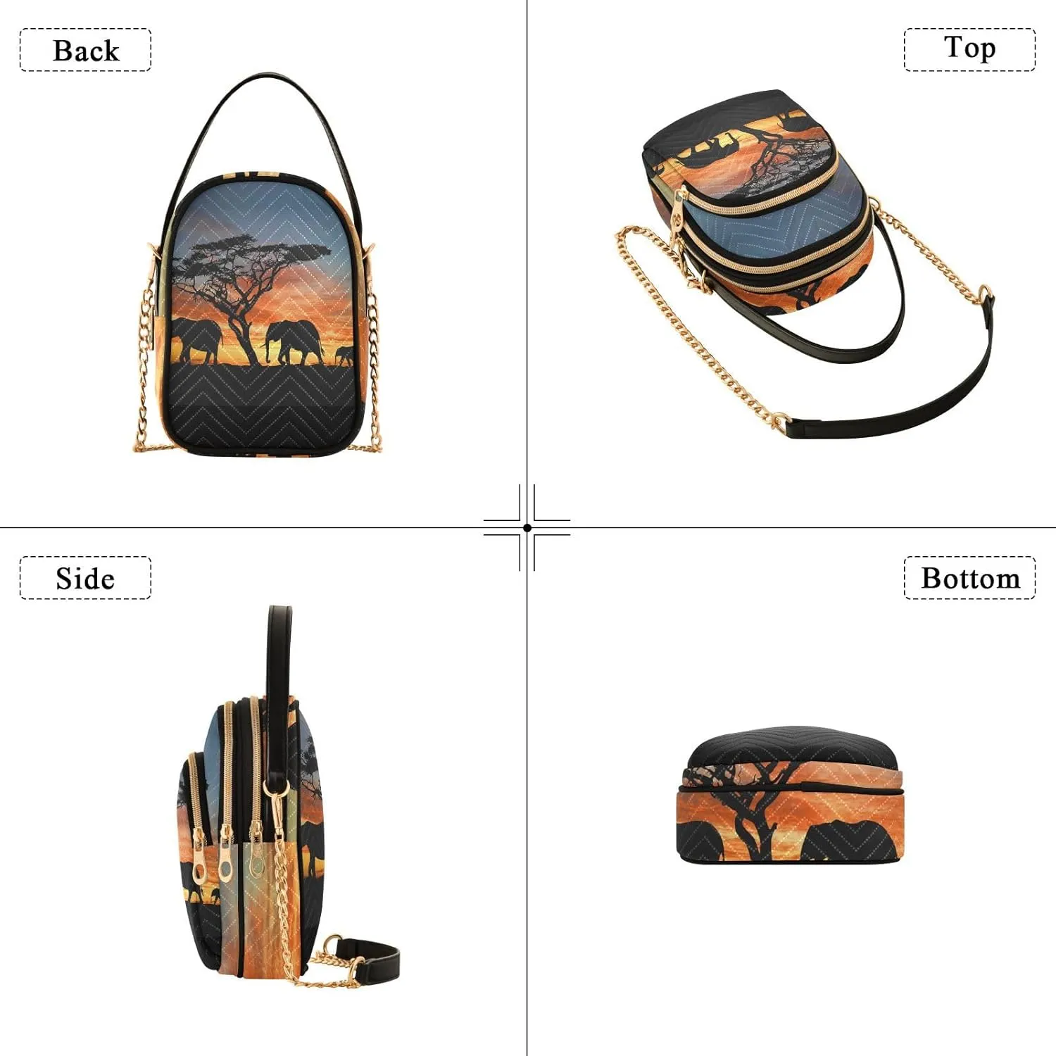 Women's Wave Cross Body Chest Bag, 52 inch Gold Chain Shoulder Handbag Purse