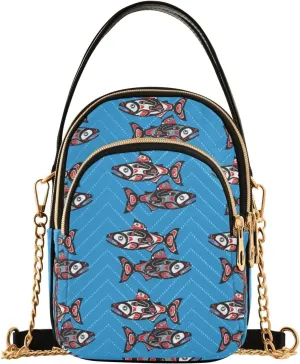 Women's Wave Cross Body Chest Bag, 52 inch Gold Chain Shoulder Handbag Purse