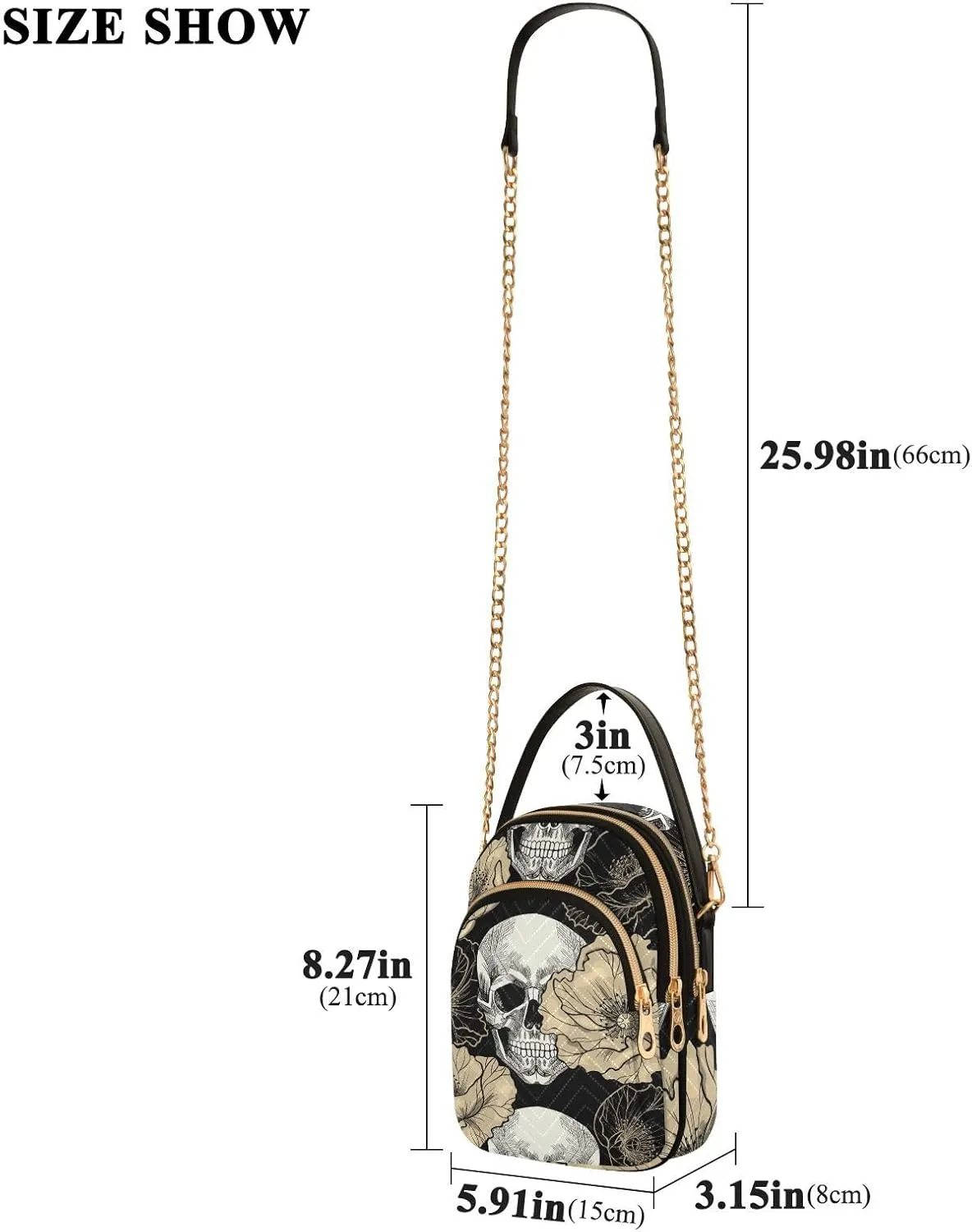 Women's Wave Cross Body Chest Bag, 52 inch Gold Chain Shoulder Handbag Purse