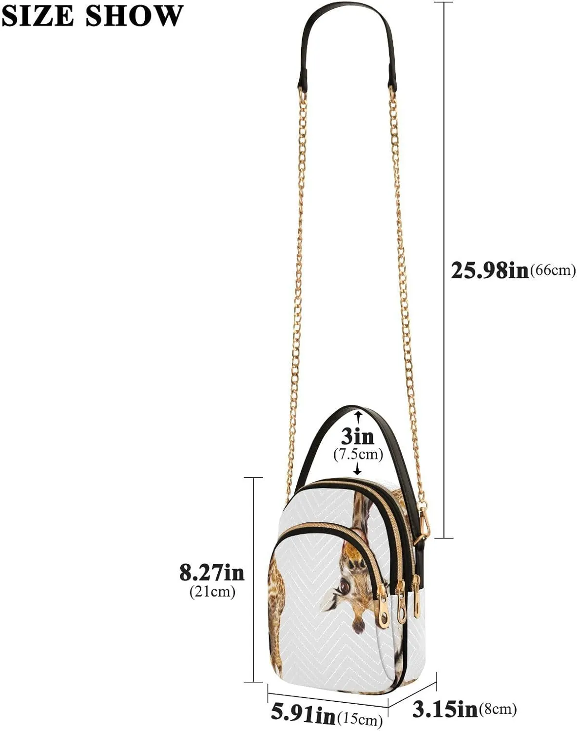 Women's Wave Cross Body Chest Bag, 52 inch Gold Chain Shoulder Handbag Purse