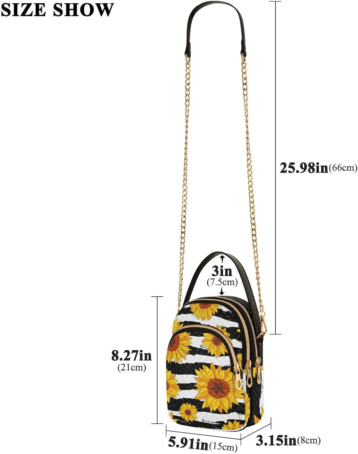 Women's Wave Cross Body Chest Bag, 52 inch Gold Chain Shoulder Handbag Purse