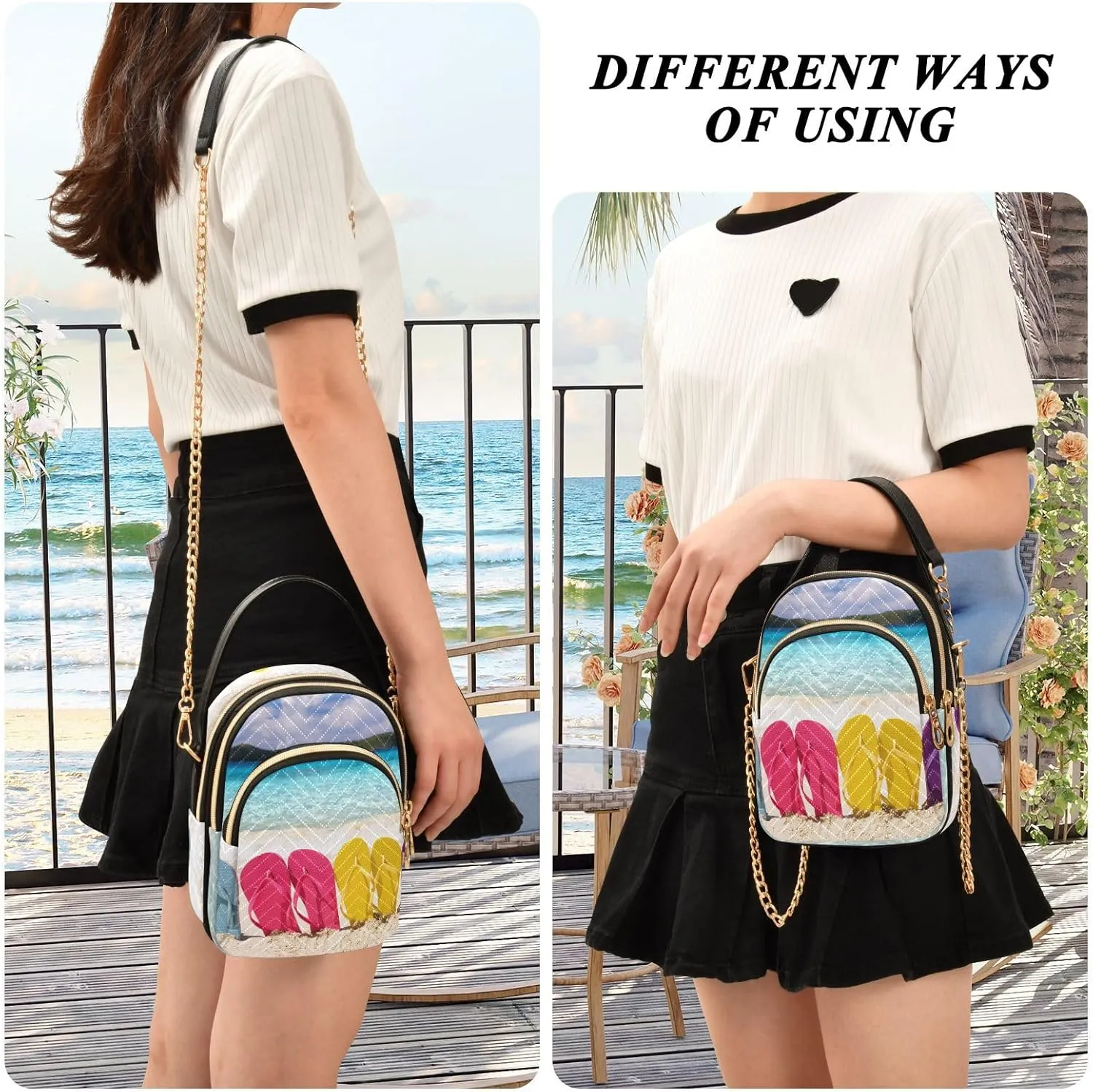 Women's Wave Cross Body Chest Bag, 52 inch Gold Chain Shoulder Handbag Purse