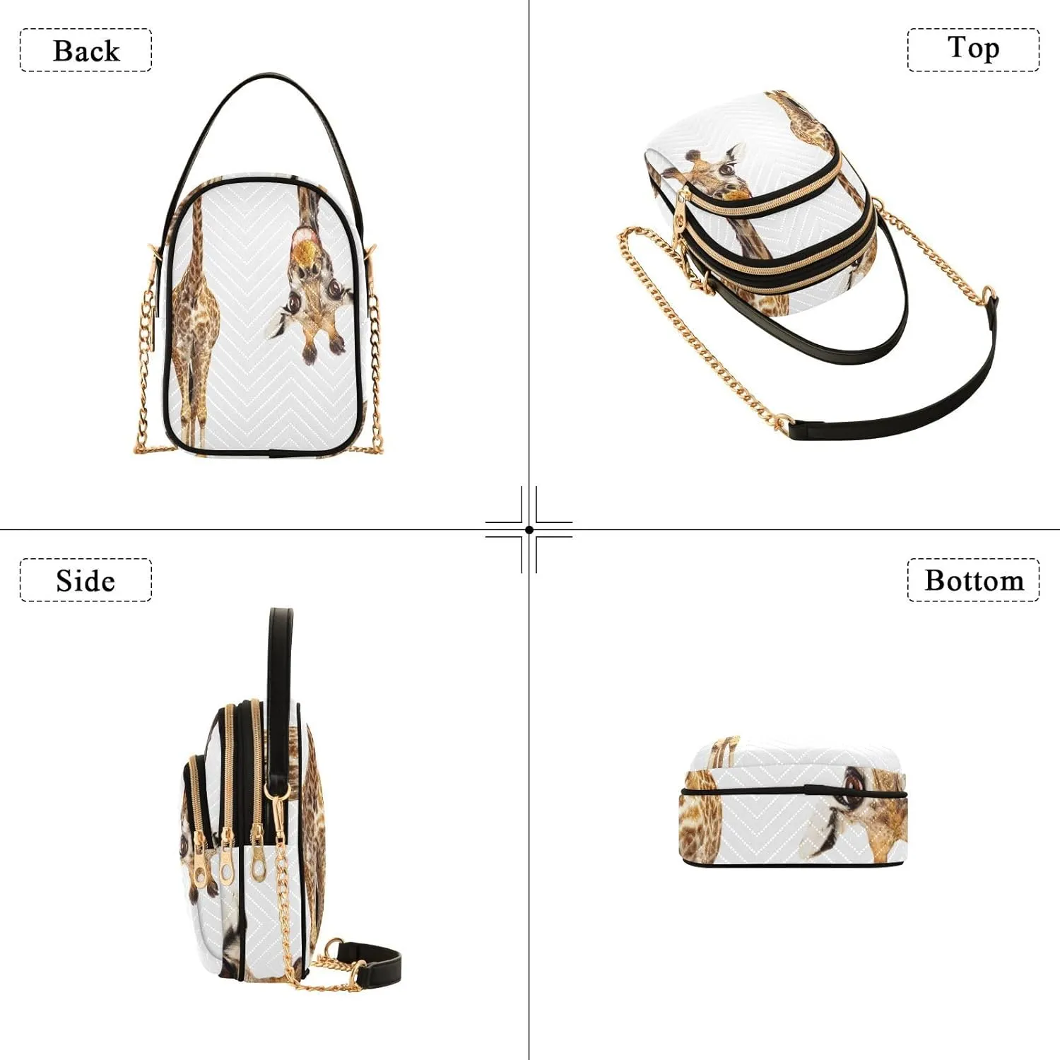 Women's Wave Cross Body Chest Bag, 52 inch Gold Chain Shoulder Handbag Purse