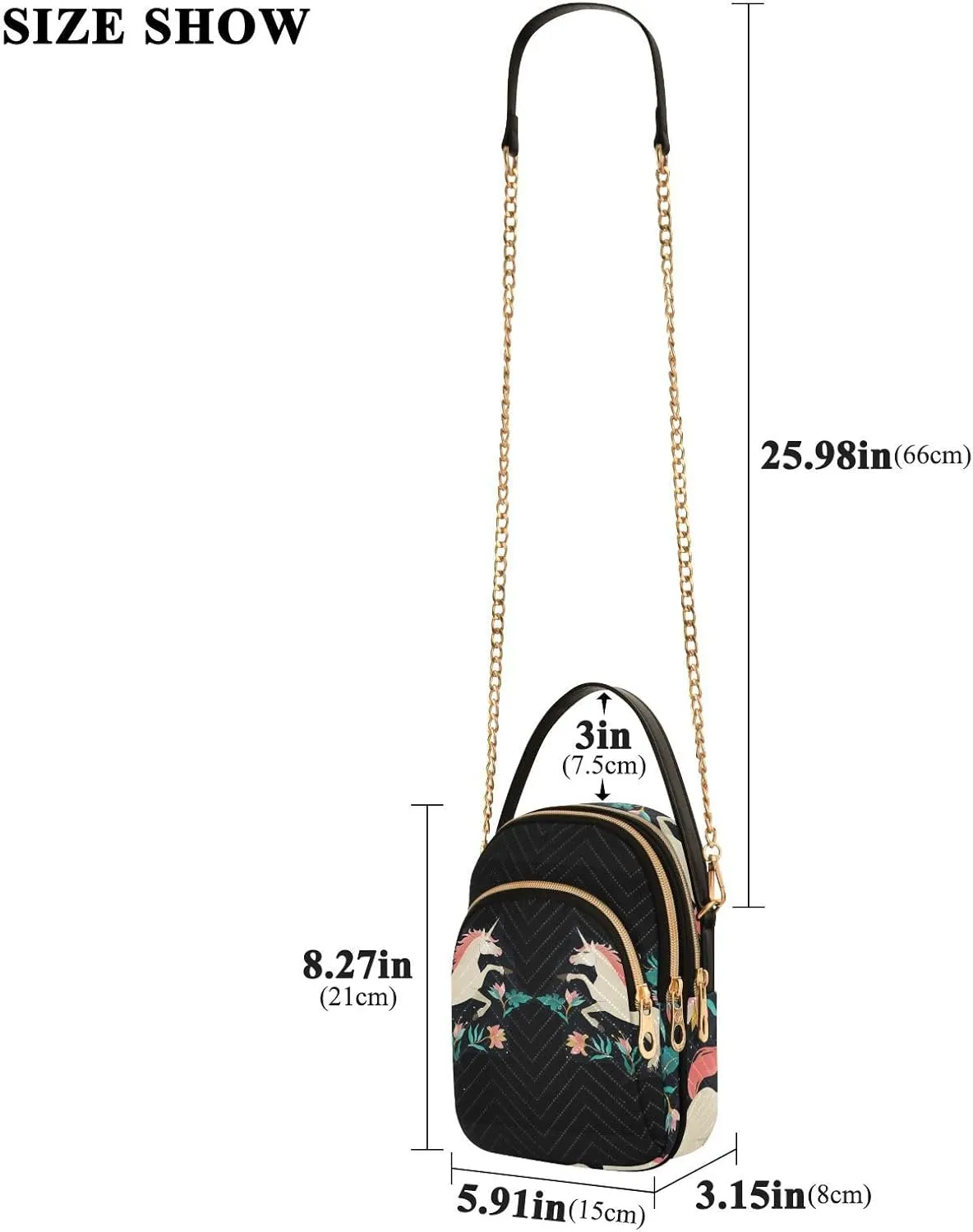 Women's Wave Cross Body Chest Bag, 52 inch Gold Chain Shoulder Handbag Purse
