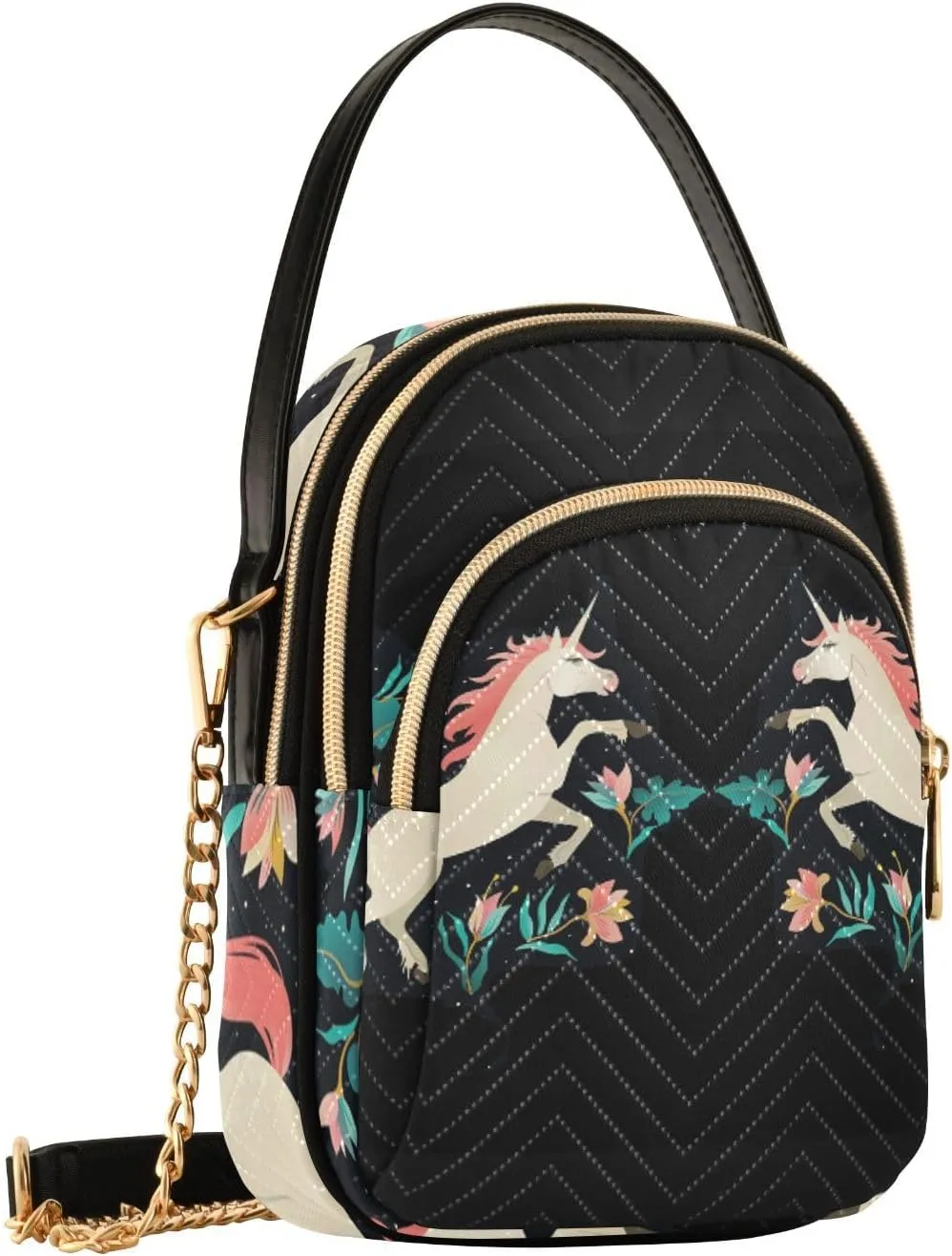 Women's Wave Cross Body Chest Bag, 52 inch Gold Chain Shoulder Handbag Purse