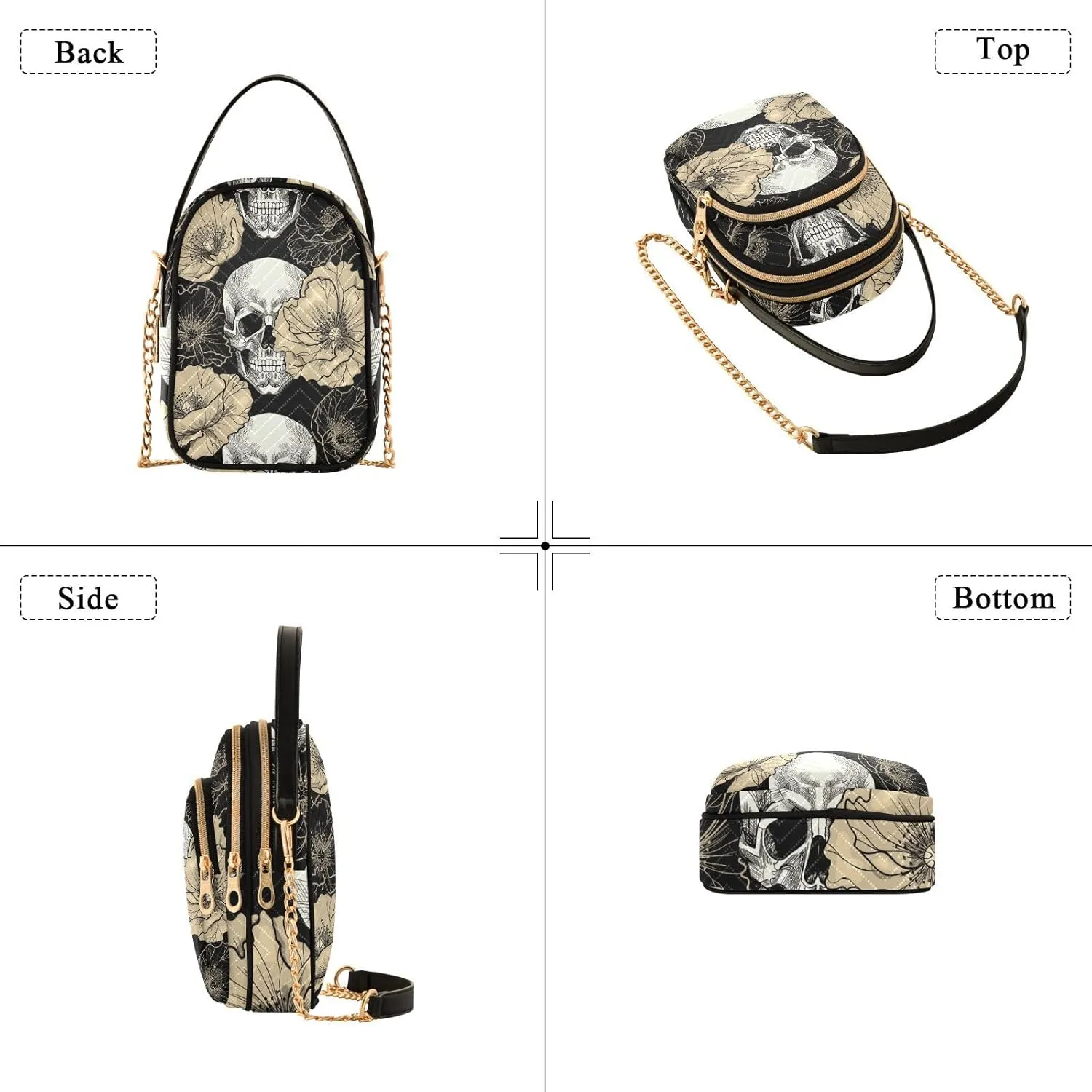 Women's Wave Cross Body Chest Bag, 52 inch Gold Chain Shoulder Handbag Purse