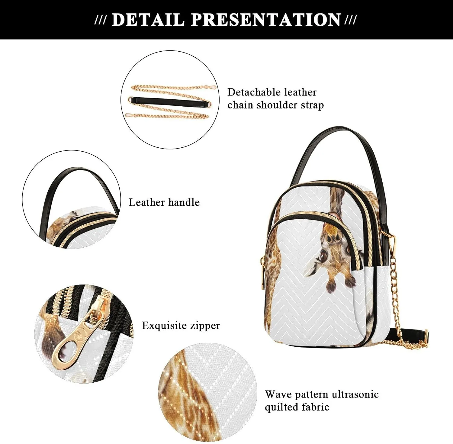 Women's Wave Cross Body Chest Bag, 52 inch Gold Chain Shoulder Handbag Purse