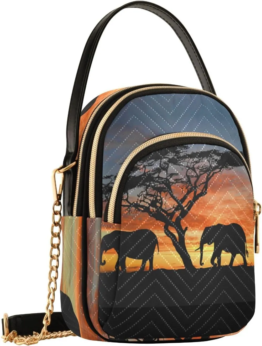 Women's Wave Cross Body Chest Bag, 52 inch Gold Chain Shoulder Handbag Purse