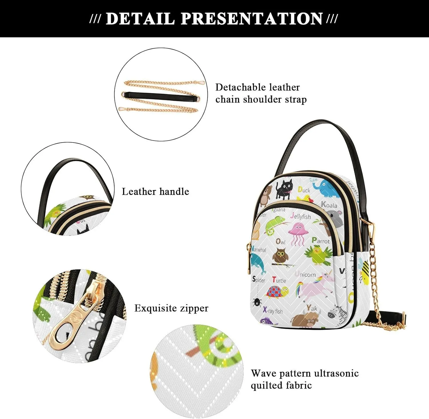 Women's Wave Cross Body Chest Bag, 52 inch Gold Chain Shoulder Handbag Purse